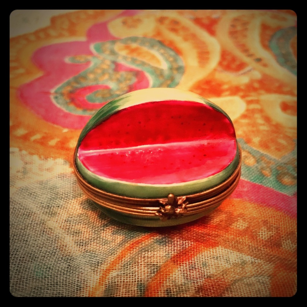 Limoges Hand-painted Watermelon Pillbox
